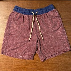 Mens 7in Fair Harbor Red Waves Bayberry Swim Trunk